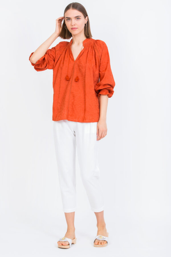 gala-orange-blouse-cotton-orange-embroidered-maison-hotel-matchboxathens