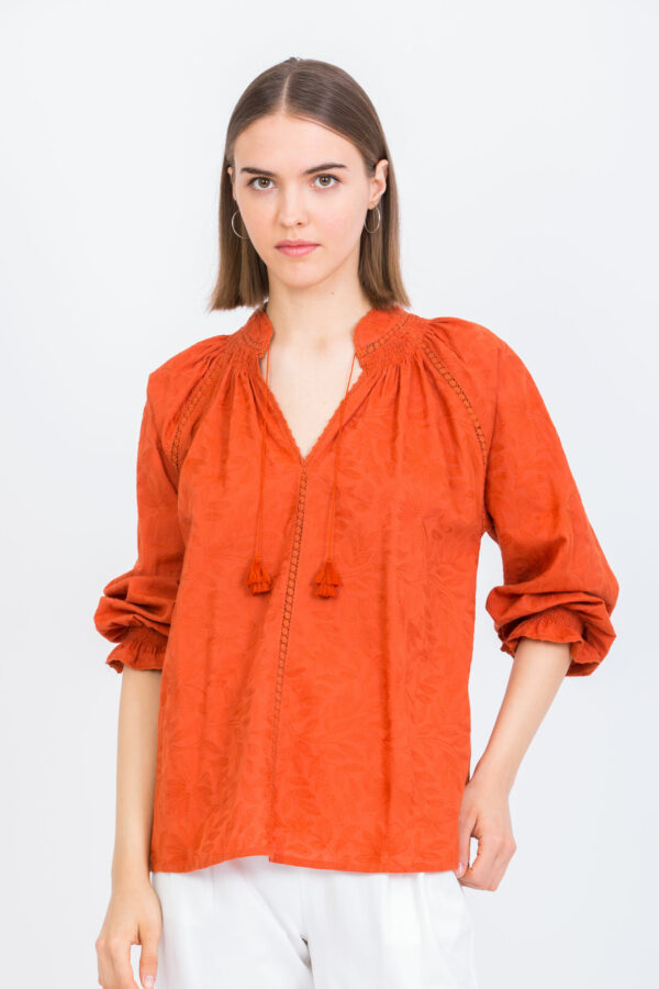 gala-orange-blouse-cotton-orange-embroidered-maison-hotel-matchboxathens