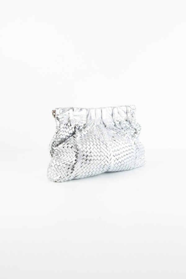 lissa-silver-leather-clutch-weaved-claramonte-matchboxathens