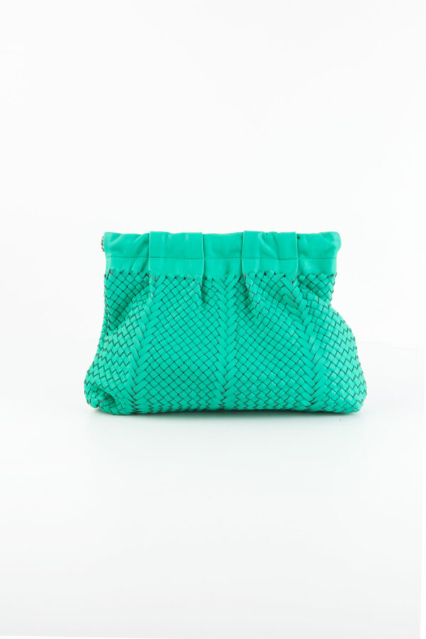 lissa-green-leather-clutch-weaved-claramonte-matchboxathens