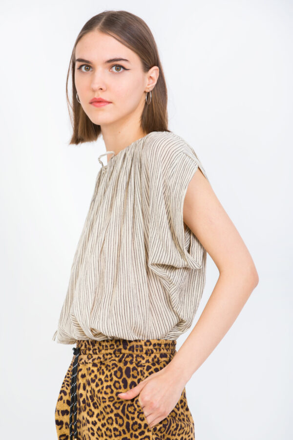 daffodil-striped-brown-shirt-top-cotton-laurence-bras-matchboxathens