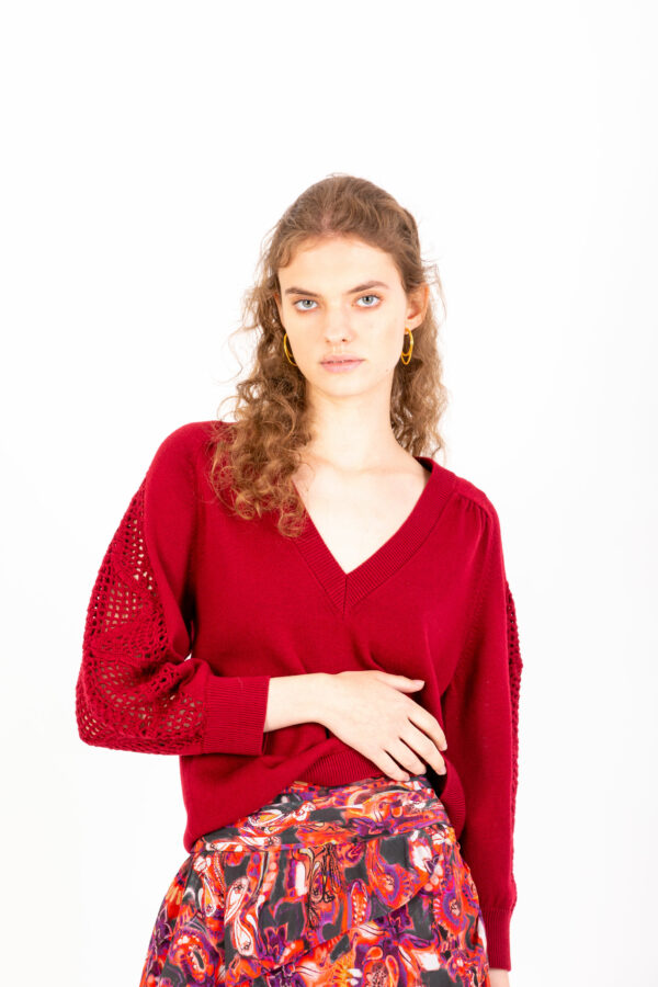 jaden-burgundy-sweater-wool-crochet-vneck-bash-matchboxathens