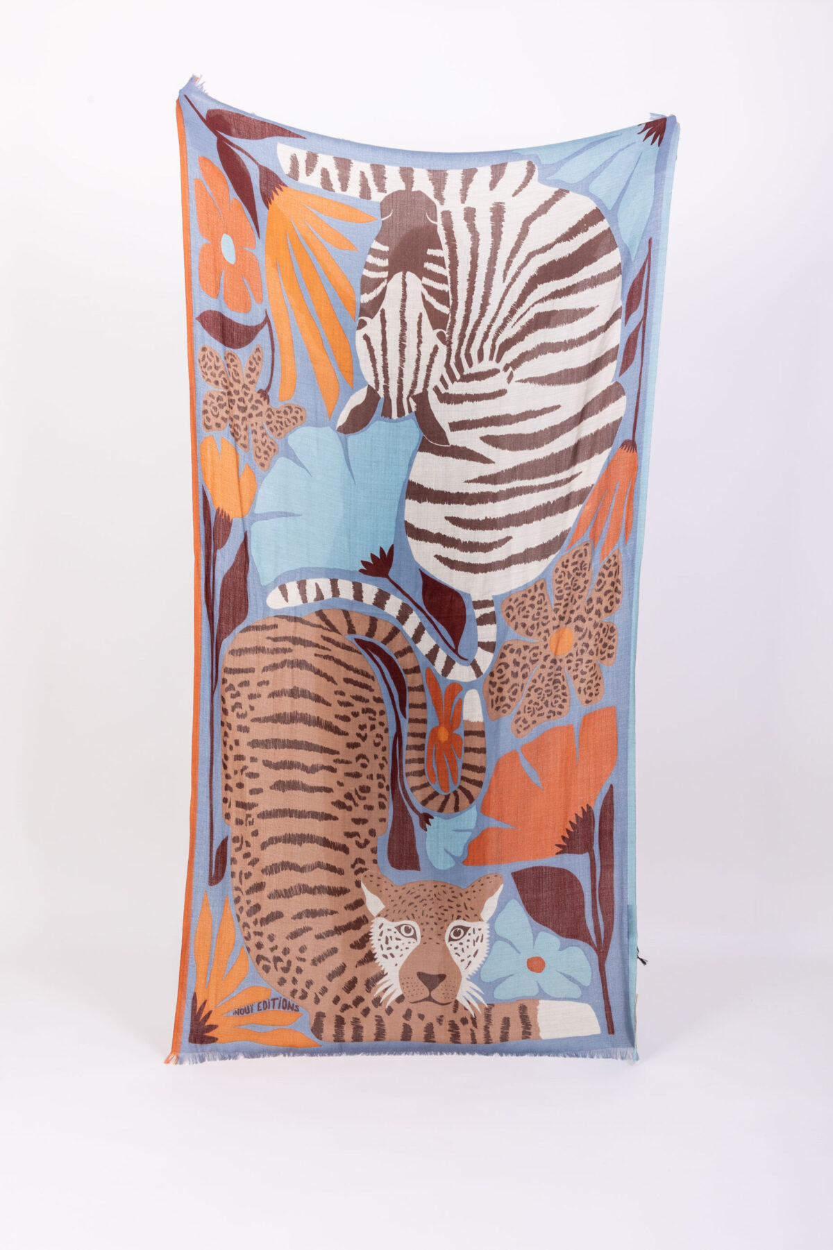 folk-blue-scarf-wool-tiger-zebra-flowers-inoui-editions-matchboxathens