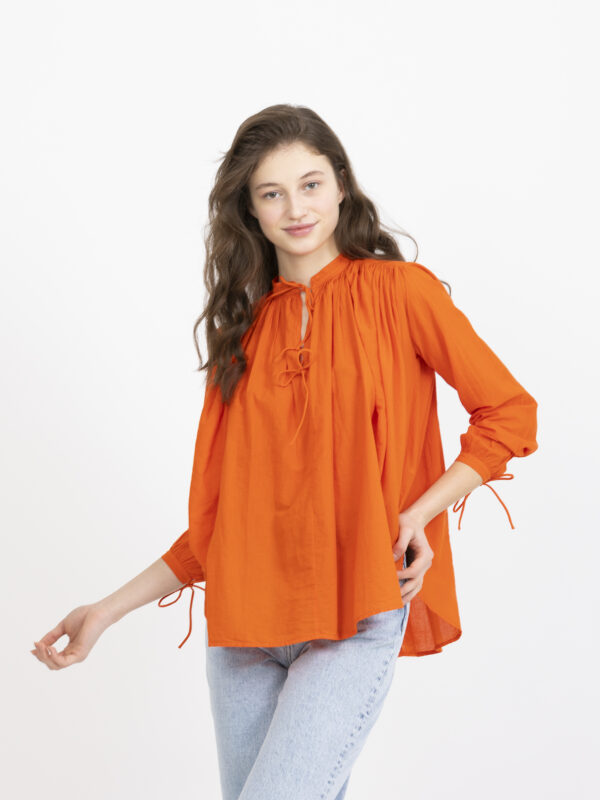 new-cigar-shirt-blouse-orange-fluid-cotton-laurence-bras-matchboxathens