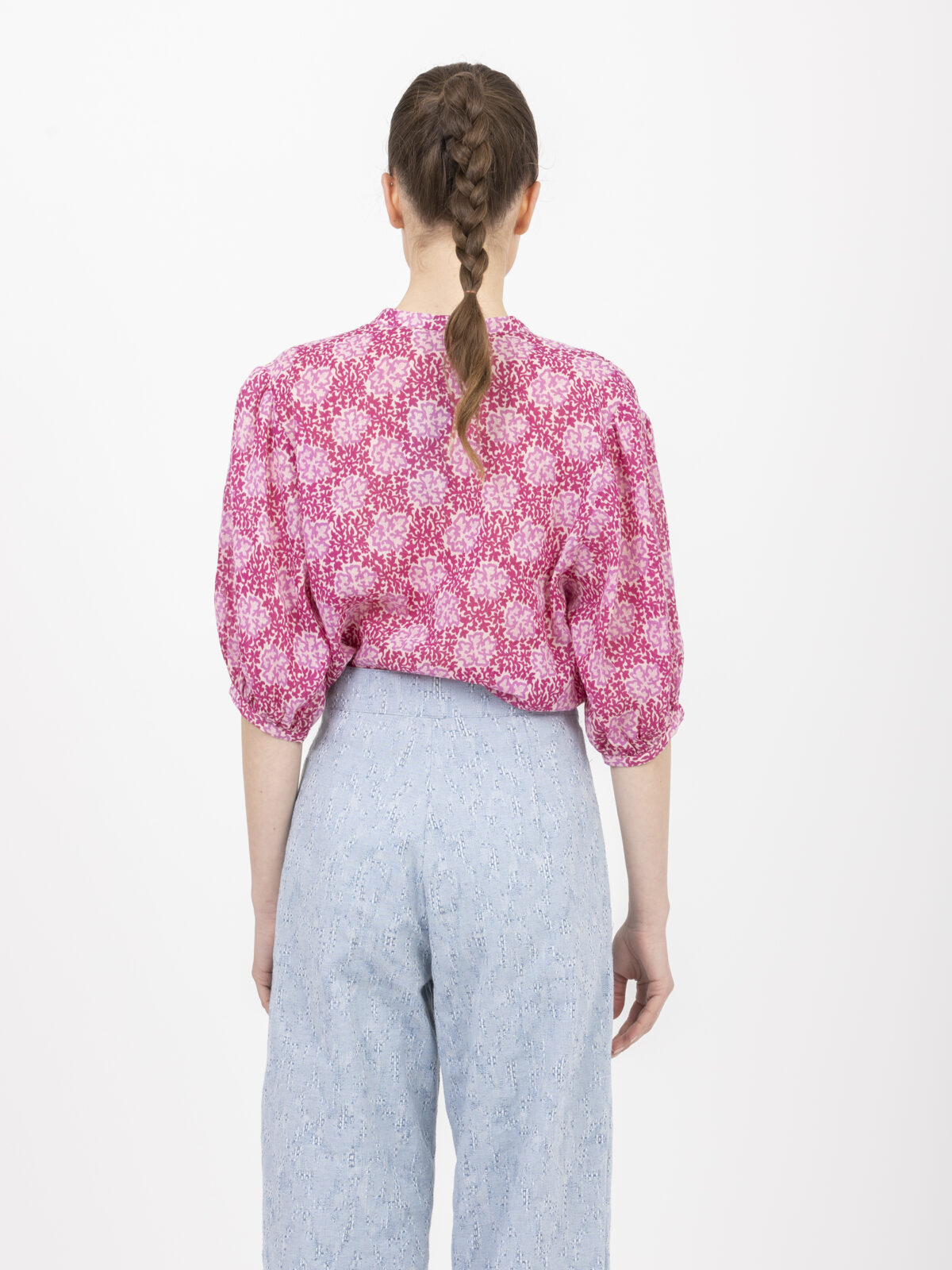 aragon-pink-printed-blouse-puffy-sleeves-cotton-round-neckline-vanessa-bruno-matchboxathens