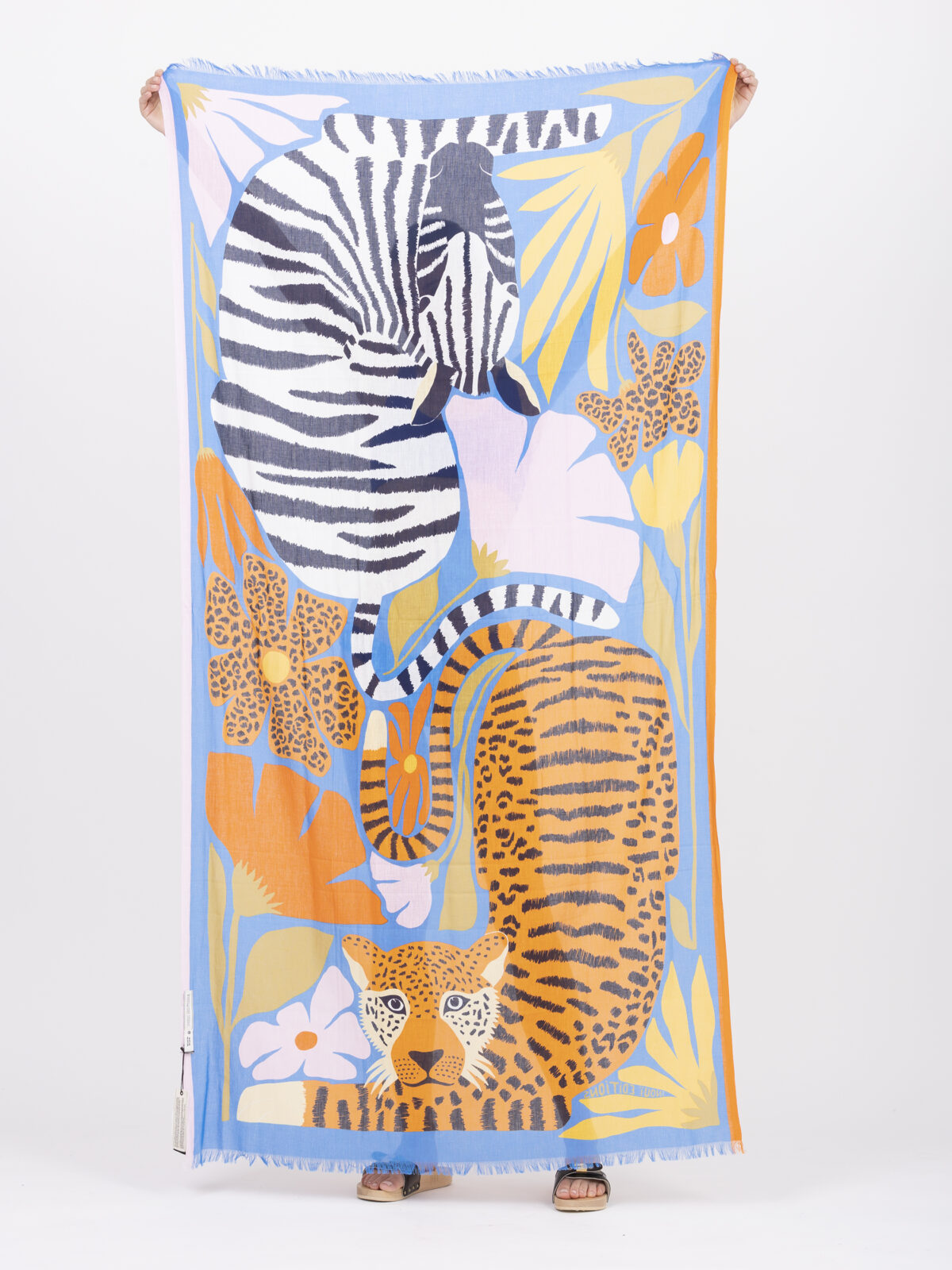 folk-blue-orange-tigers-flowers-cotton-scarf-inouieditions-matchboxathens