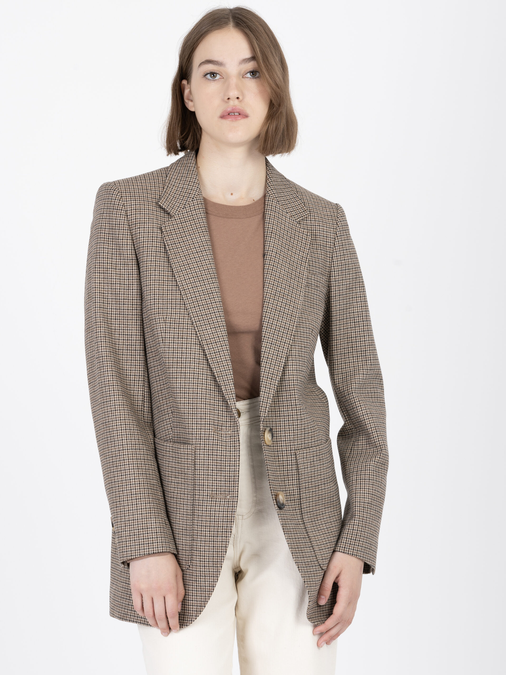 bradley-blazer-checked-brown-jacket-oversize-pockets-woll-vanessa-bruno-mathcboxathens