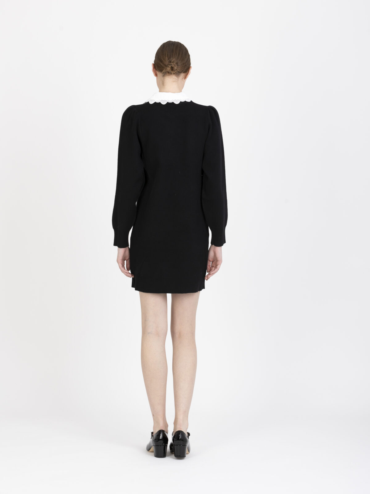 CHANTY-knitted-black-dress-collar-puffy-sleeves-short-suncoo-paris-matchboxathens