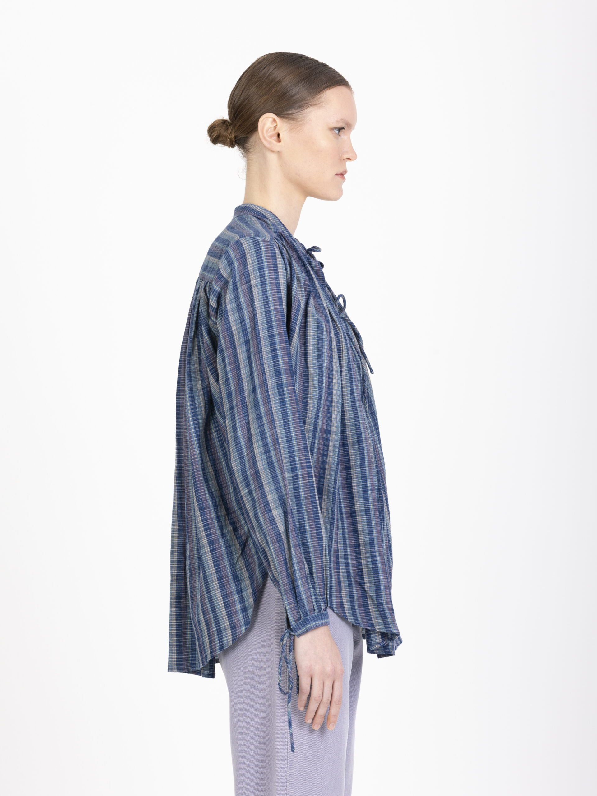 new-cigar-blue-green-checked-blouse-voluminous-ties-pleated-laurencebras-matchboxathens
