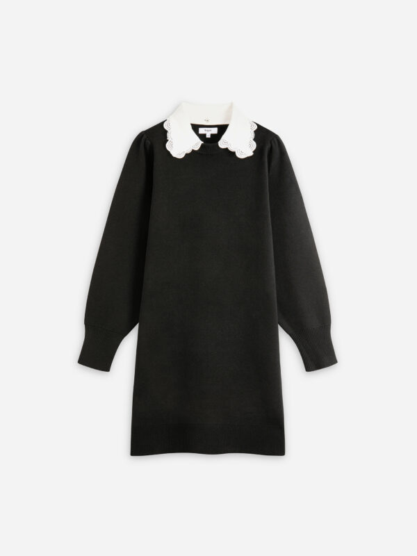 CHANTY-knitted-black-dress-collar-puffy-sleeves-short-suncoo-paris-matchboxathens