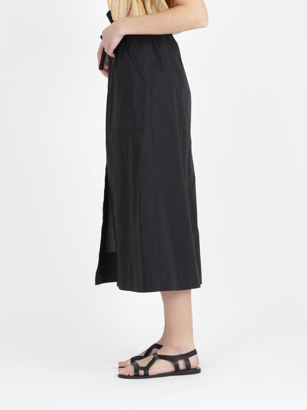 agadir-black-cotton-popline-skirt-maxi-slit-elastic-band-soeur-matchboxathens