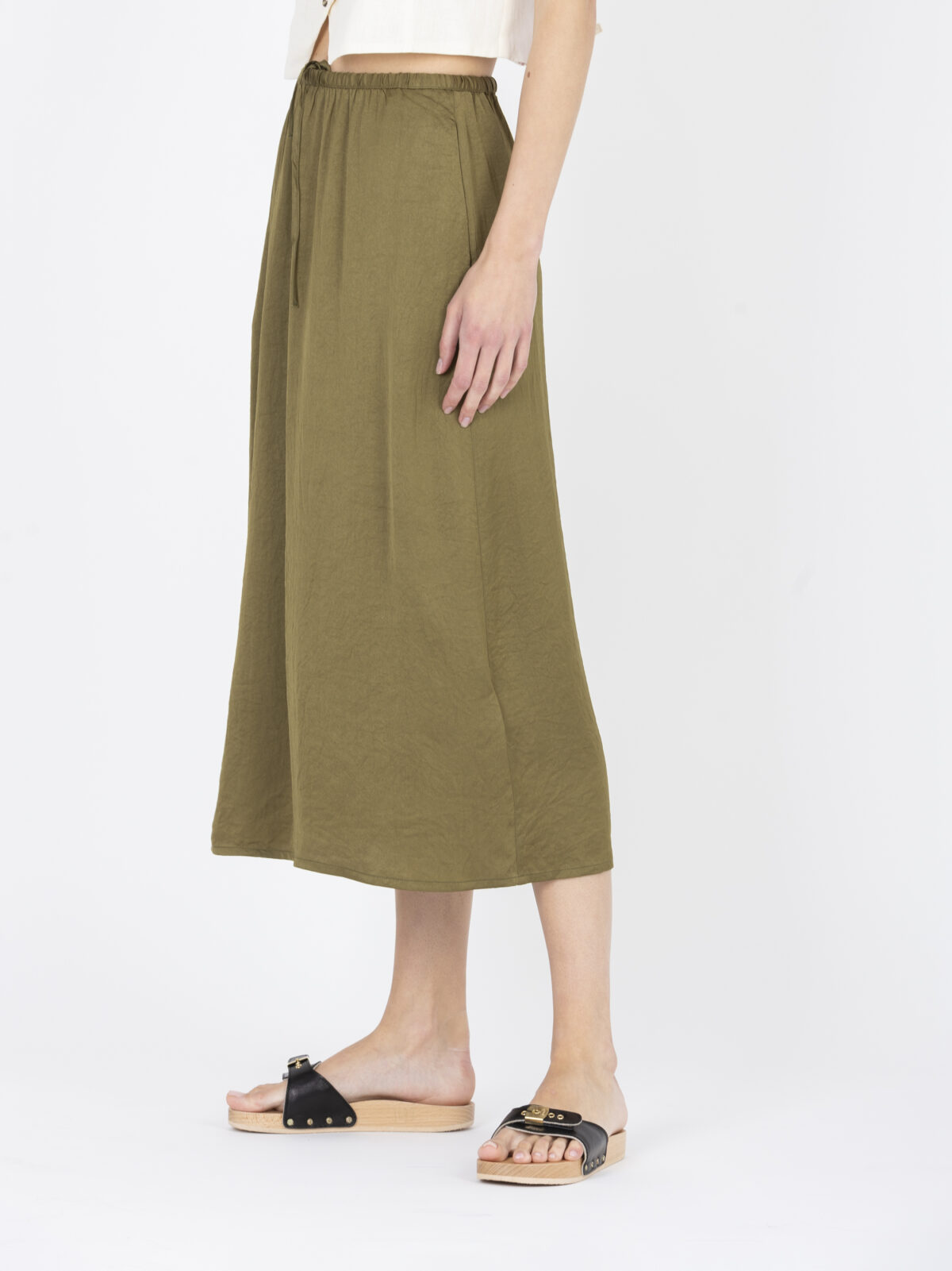 widland-thym-olive-satin-midi-skirt-wrap-elastic-waist-american-vintage-matchboxathens