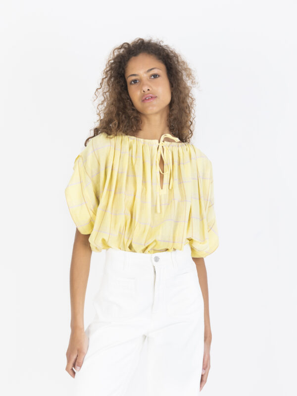 daffodil-yellow-checked-blouse-wide-fluid-cotton-lawrence-bras-matchboxathens