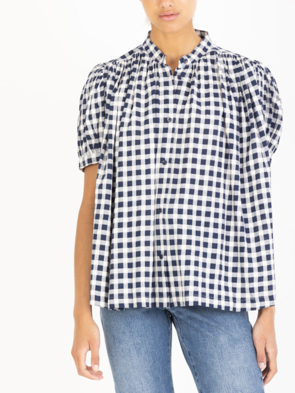 ajmer-shirt-checked-cotton-short-sleeves-pleats-band-collar-laurence-bras-matchboxathens