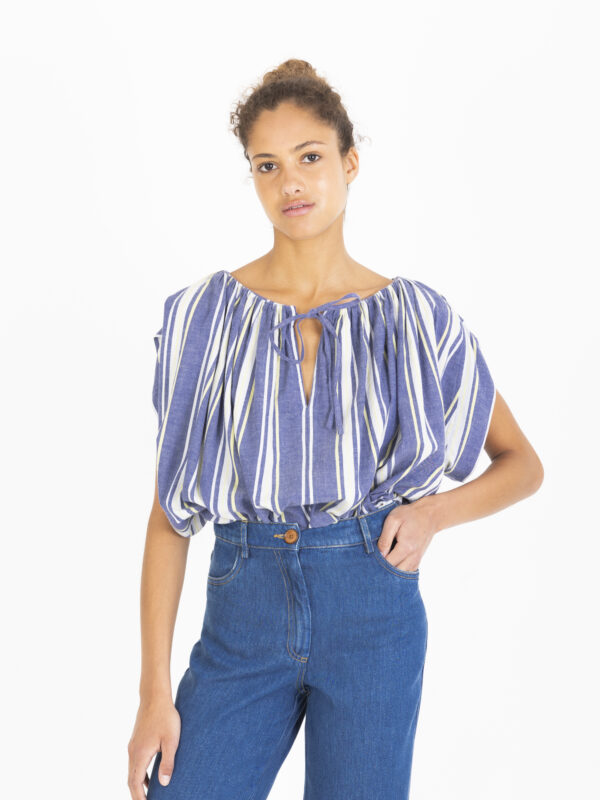 daffodil-shirt-blouse-striped-blue-wide-armholes-laurence-bras-matchboxathens